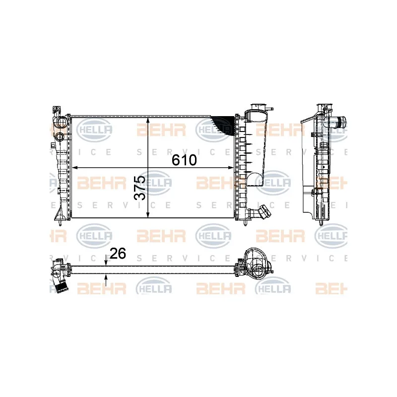 Radiateur, refroidissement du moteur HELLA 8MK 376 710-264