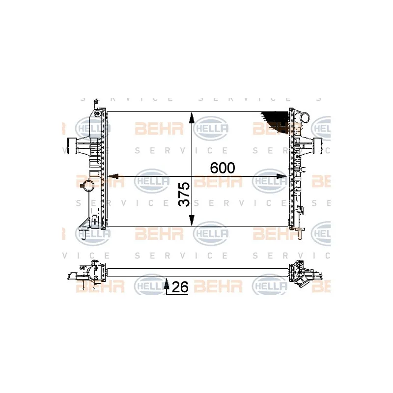 Radiateur, refroidissement du moteur HELLA 8MK 376 710-314