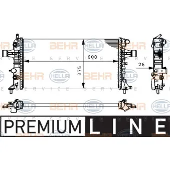 Radiateur, refroidissement du moteur HELLA 8MK 376 710-321