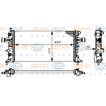 Radiateur, refroidissement du moteur HELLA 8MK 376 710-324