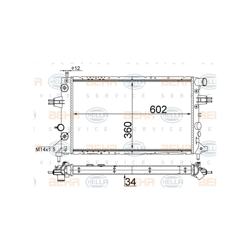 Radiateur, refroidissement du moteur HELLA 8MK 376 710-335