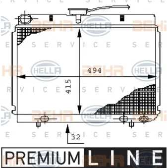 Radiateur, refroidissement du moteur HELLA 8MK 376 710-531