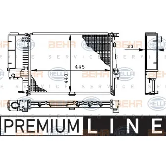 Radiateur, refroidissement du moteur HELLA 8MK 376 711-081