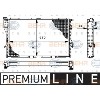 Radiateur, refroidissement du moteur HELLA 8MK 376 711-111