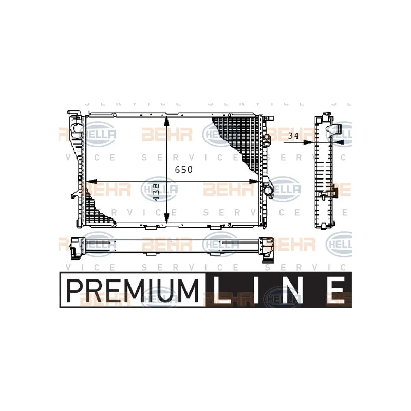 Radiateur, refroidissement du moteur HELLA 8MK 376 711-111