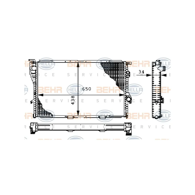 Radiateur, refroidissement du moteur HELLA 8MK 376 711-114