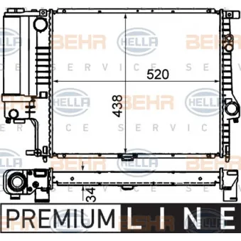 Radiateur, refroidissement du moteur HELLA 8MK 376 711-131
