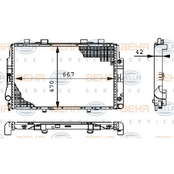 Radiateur, refroidissement du moteur HELLA 8MK 376 711-174