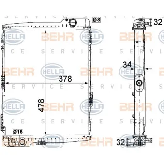 Radiateur, refroidissement du moteur HELLA 8MK 376 711-274