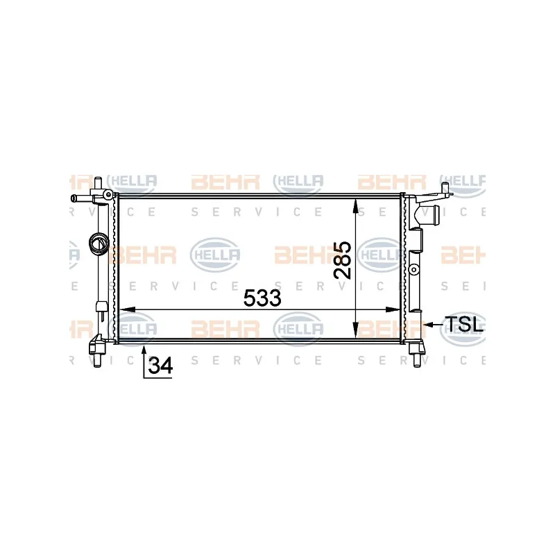 Radiateur, refroidissement du moteur HELLA 8MK 376 712-004