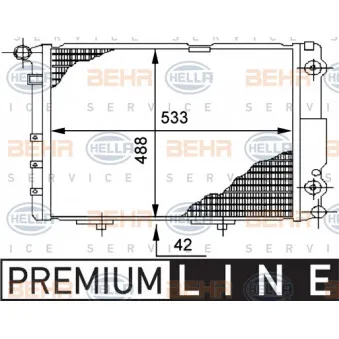 Radiateur, refroidissement du moteur HELLA 8MK 376 712-461