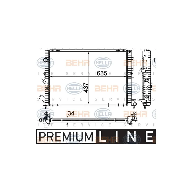 Radiateur, refroidissement du moteur HELLA 8MK 376 712-691