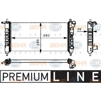 Radiateur, refroidissement du moteur HELLA 8MK 376 712-701