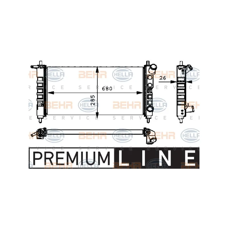 Radiateur, refroidissement du moteur HELLA 8MK 376 712-701