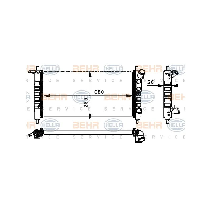 Radiateur, refroidissement du moteur HELLA 8MK 376 712-704