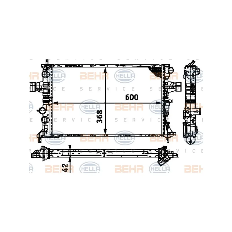 Radiateur, refroidissement du moteur HELLA 8MK 376 713-004