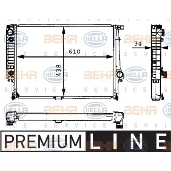 Radiateur, refroidissement du moteur HELLA 8MK 376 713-071