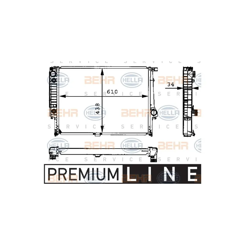 Radiateur, refroidissement du moteur HELLA 8MK 376 713-071