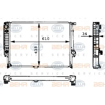 Radiateur, refroidissement du moteur HELLA 8MK 376 713-074