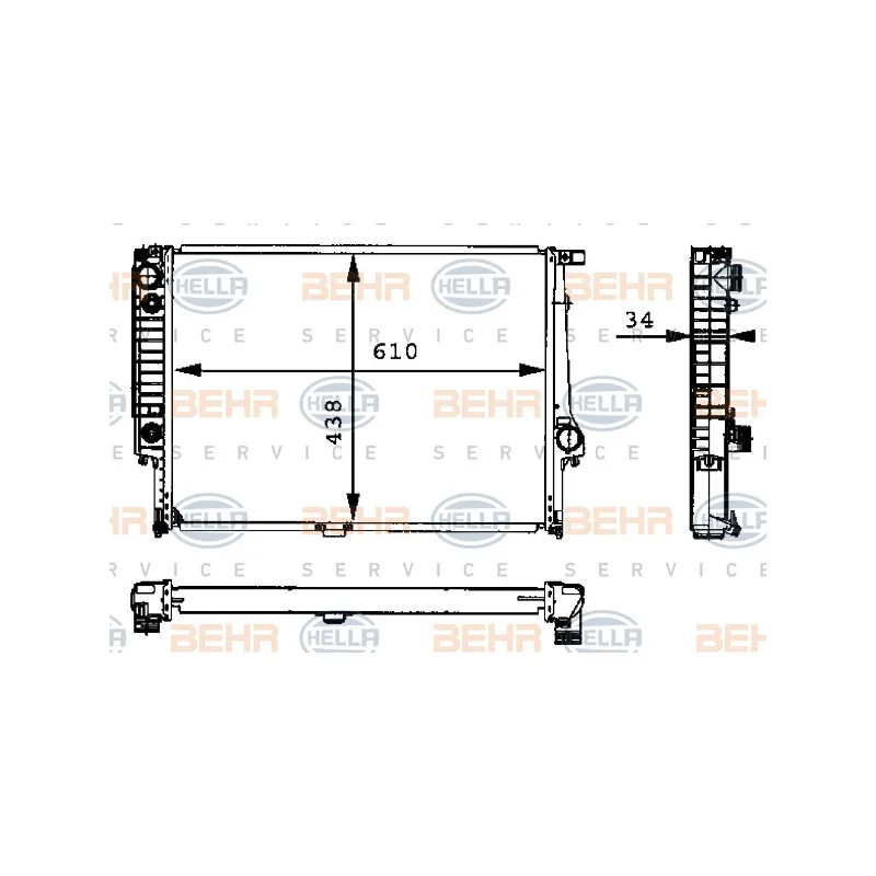 Radiateur, refroidissement du moteur HELLA 8MK 376 713-074