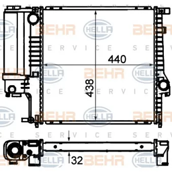 Radiateur, refroidissement du moteur HELLA 8MK 376 713-124