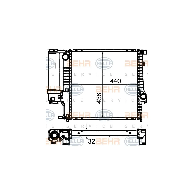 Radiateur, refroidissement du moteur HELLA 8MK 376 713-124