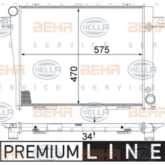Radiateur, refroidissement du moteur HELLA 8MK 376 713-151