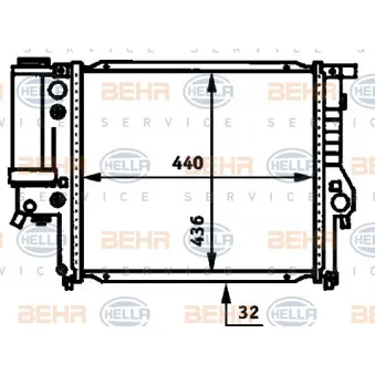Radiateur, refroidissement du moteur HELLA 8MK 376 713-174