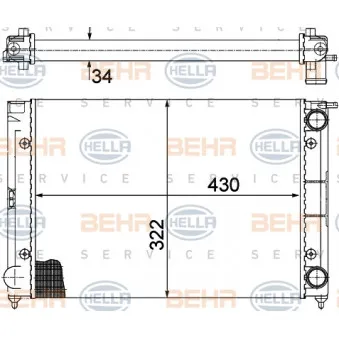 Radiateur, refroidissement du moteur HELLA 8MK 376 713-334