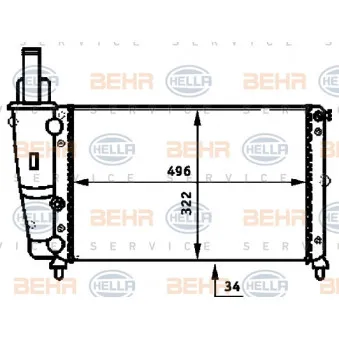 Radiateur, refroidissement du moteur HELLA 8MK 376 713-381