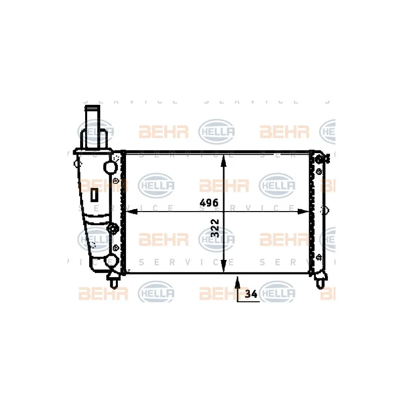 Radiateur, refroidissement du moteur HELLA 8MK 376 713-381