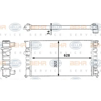 Radiateur, refroidissement du moteur HELLA 8MK 376 713-424