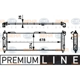 Radiateur, refroidissement du moteur HELLA 8MK 376 713-571