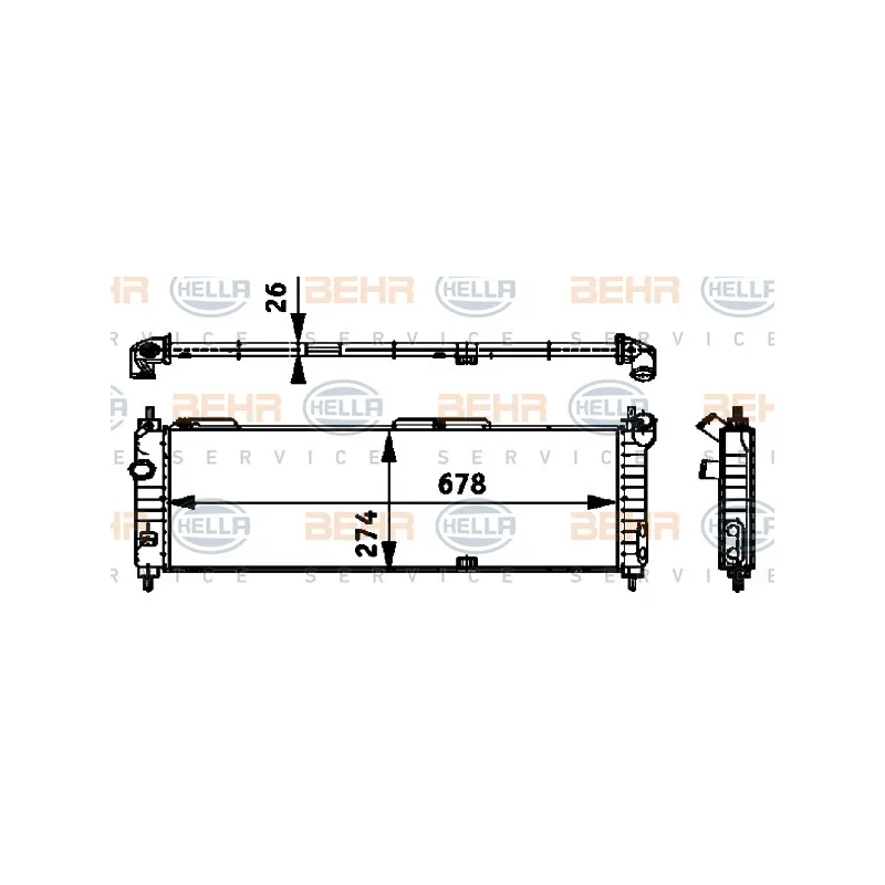 Radiateur, refroidissement du moteur HELLA 8MK 376 713-574