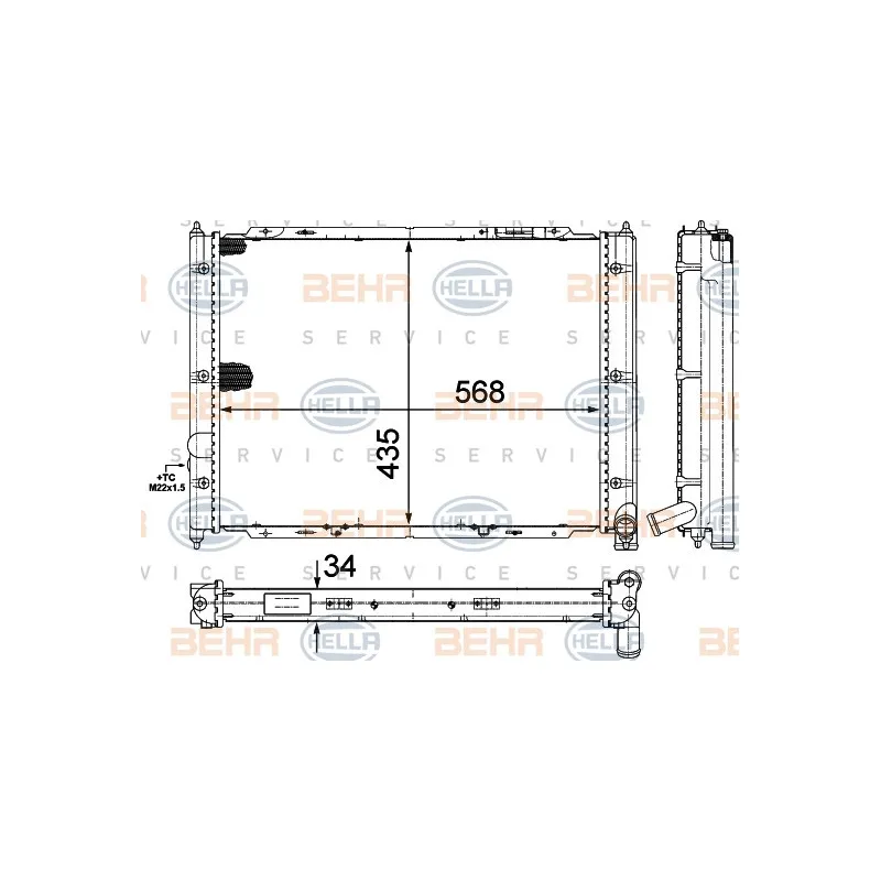 Radiateur, refroidissement du moteur HELLA 8MK 376 713-634