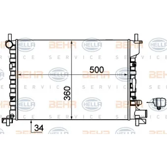 Radiateur, refroidissement du moteur HELLA 8MK 376 714-244