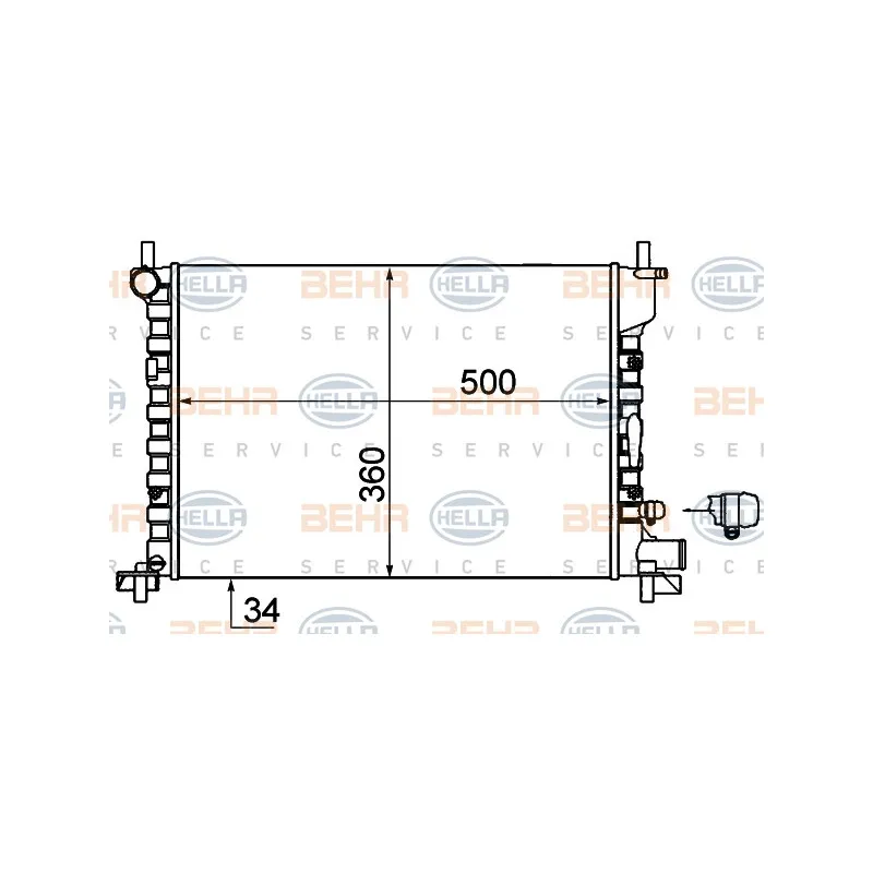 Radiateur, refroidissement du moteur HELLA 8MK 376 714-244