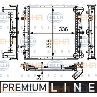 Radiateur, refroidissement du moteur HELLA 8MK 376 714-291
