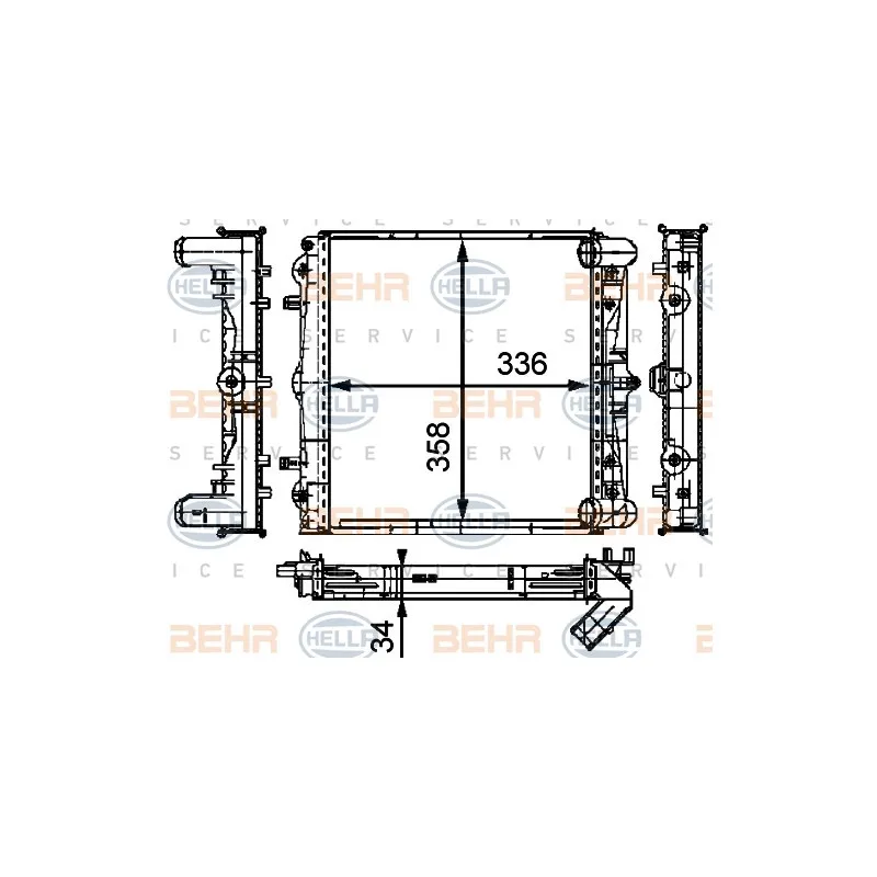 Radiateur, refroidissement du moteur HELLA 8MK 376 714-294