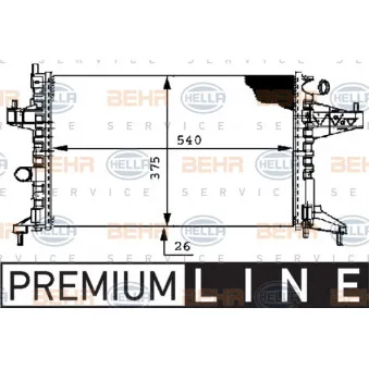 Radiateur, refroidissement du moteur HELLA 8MK 376 714-361
