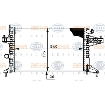 Radiateur, refroidissement du moteur HELLA 8MK 376 714-364