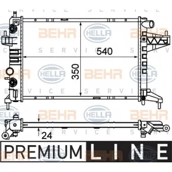 Radiateur, refroidissement du moteur HELLA 8MK 376 714-371