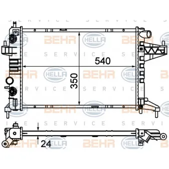 Radiateur, refroidissement du moteur HELLA 8MK 376 714-374