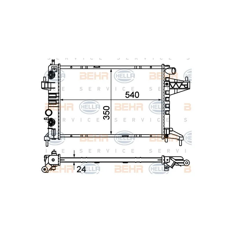 Radiateur, refroidissement du moteur HELLA 8MK 376 714-374