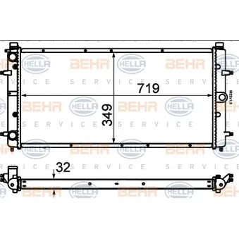 Radiateur, refroidissement du moteur HELLA 8MK 376 714-481