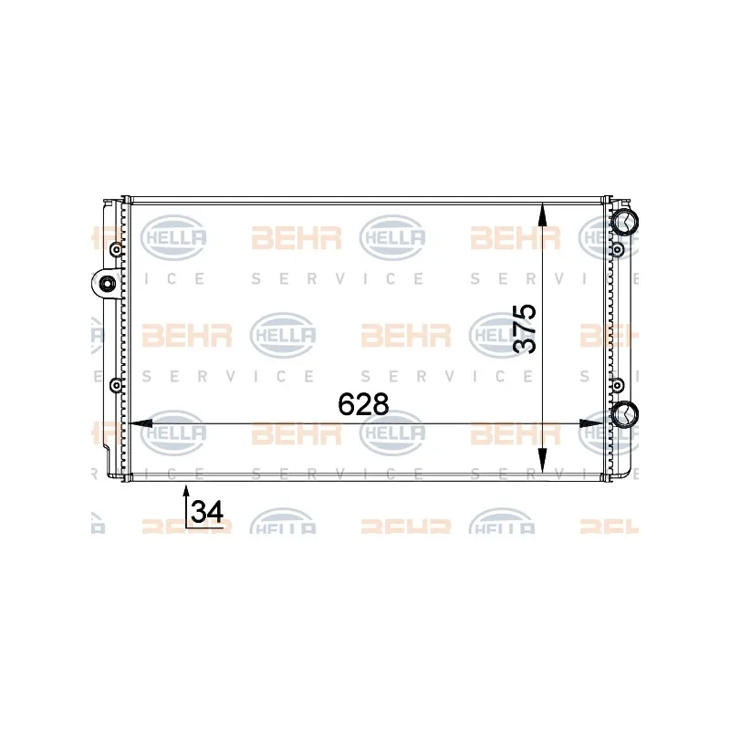Radiateur, refroidissement du moteur HELLA 8MK 376 714-491