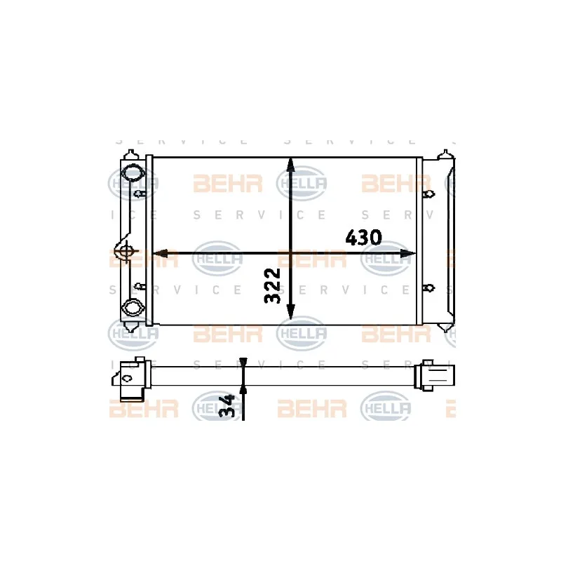 Radiateur, refroidissement du moteur HELLA 8MK 376 714-661