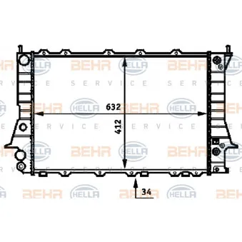 Radiateur, refroidissement du moteur HELLA 8MK 376 715-081