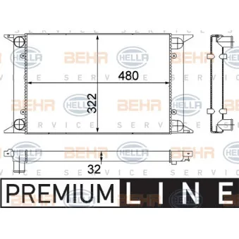 Radiateur, refroidissement du moteur HELLA 8MK 376 715-131