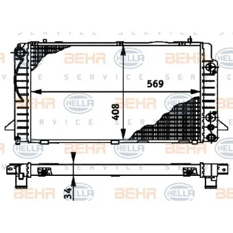 Radiateur, refroidissement du moteur HELLA 8MK 376 715-161
